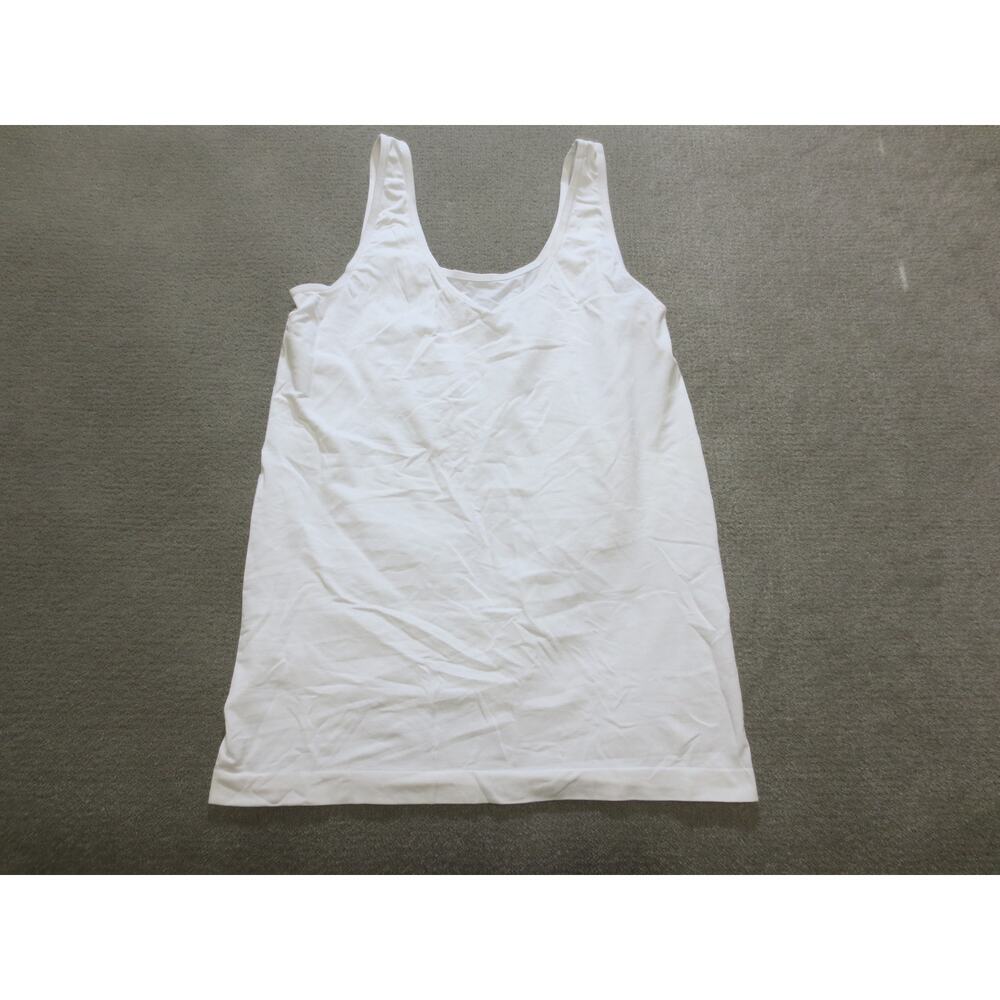 Ellen Tracy Essentials Womens Shirt Large White Sleeveless Tank Top Undershirt